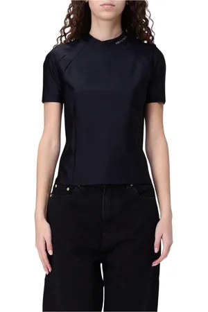 Alexander Wang Tops, Dames, Zwart, L, Nylon, Chique Zwarte Korte Mouw Top