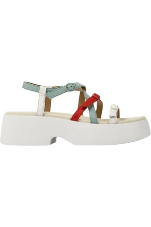 Camper Schoenen, Dames, Veelkleurig, 40 EU, Leer, Cross Strap Plateau Sandalen