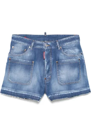 Dsquared2 Korte broeken, Dames, Blauw, 2Xs, Denim, Blauwe Knoopsluiting Klassieke Vijf Zakken