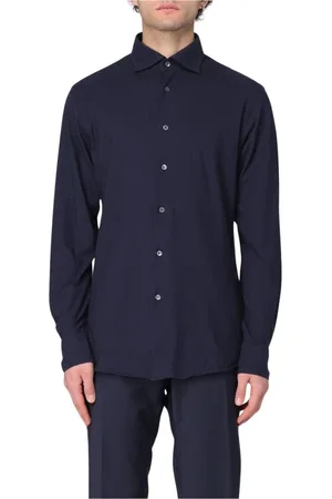 Paolo Pecora Overhemden, Heren, Blauw, XL, Katoen, Blauw Katoenen Overhemd Stijlvol Ontwerp