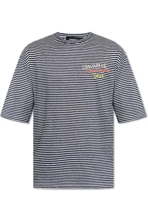 Dsquared2 Tops, Heren, Blauw, M, Linnen, T-shirt capsule Summer Lovers