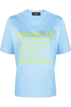 Dsquared2 Tops, Dames, Blauw, M, Katoen, T-shirt met korte mouwen