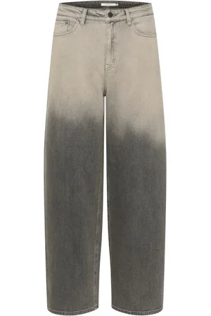 Gestuz Jeans, Dames, Grijs, W30, Denim, Wijde Grijze Jeans met Gradiënt Print
