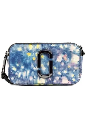 Marc Jacobs Tassen, Dames, Blauw, ONE Size, Leer, Watercolor Snapshot Blauwe Leren Schoudertas