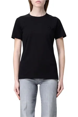 Dondup Tops, Dames, Zwart, XS, Katoen, Blauwe Crew Neck T-Shirt