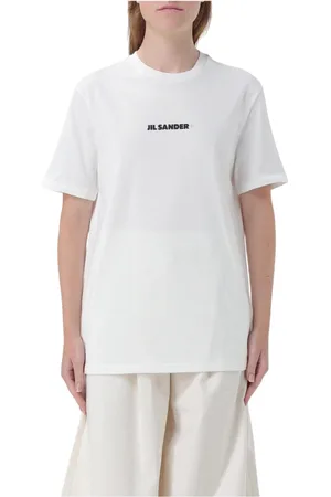 Jil Sander Tops, Dames, Wit, XS, Minimalistisch Logo T-shirt voor Vrouwen