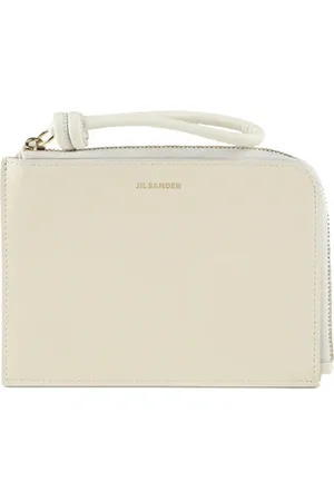 Jil Sander Accessoires, Dames, Wit, ONE Size, Leer, Ivoor Kalfsleren Clutch Portemonnee met Logo