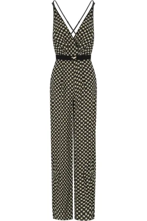 Elisabetta Franchi Jumpsuits & Playsuits, Dames, Zwart, XS, Gestippelde jumpsuit met diamantmotief