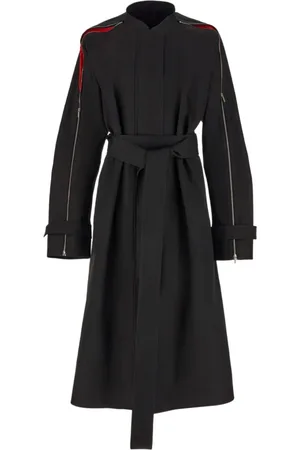 Salvatore Ferragamo Mantels, Dames, Zwart, XS, Katoen, Zwarte Trenchcoat met Ritsdetails