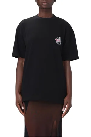 Vision Of Super Tops, Dames, Zwart, S, Katoen, Zwart Logo Tee voor Vrouwen