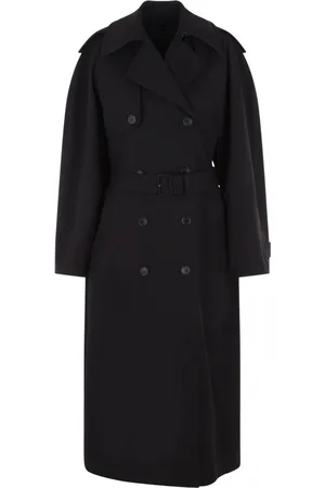 Balenciaga Mantels, Dames, Zwart, 2Xs, Katoen, Zwarte Oversized Double-Breasted Trenchcoat
