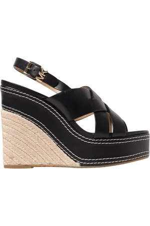 Michael Kors Schoenen, Dames, Zwart, 36 EU, Zwarte Plateau Sleehak Sandalen