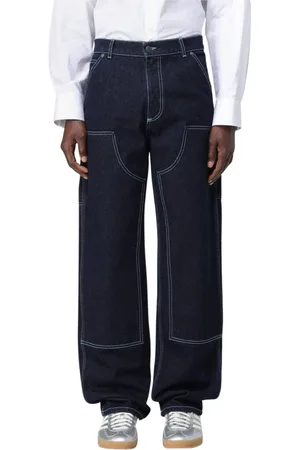 Msgm Jeans, Heren, Blauw, W46, Denim, Blauwe Contraststiksel Jeans