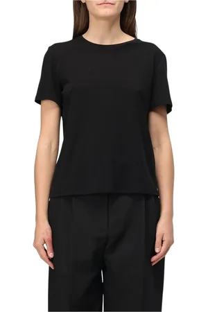 The Row Tops, Dames, Zwart, L, Katoen, Zwart Crew Neck Tee