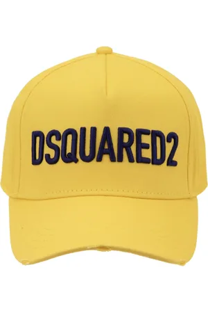 Dsquared2 Accessoires, unisex, Geel, ONE Size, Katoen, Vintage Baseballpet met Gesp