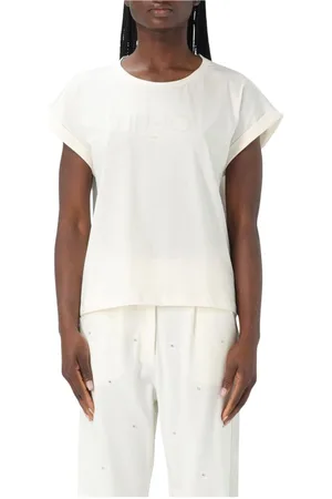 Liu Jo Tops, Dames, Wit, M, Geborduurd Logo T-shirt