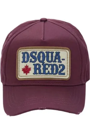 Dsquared2 Accessoires, unisex, Rood, ONE Size, Katoen, Geborduurde Baseball Cap met Gesp