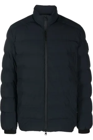 Woolrich Jassen, Heren, Blauw, XL, Logo-Patch Gewatteerde Jas