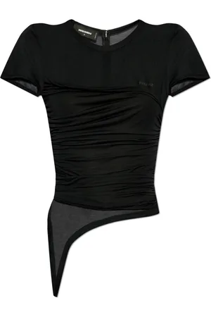 Dsquared2 Tops, Dames, Zwart, M, Gedrapeerde Top