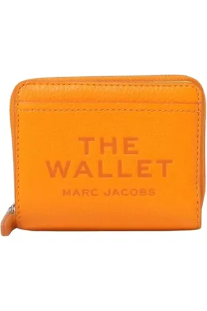 Marc Jacobs Accessoires, Dames, Oranje, ONE Size, Leer, Compacte Zip Around Portemonnee in Opvallend Oranje