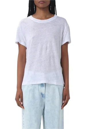IRO Tops, Dames, Wit, M, Linnen, Stijlvol Wit T-shirt Relaxte Pasvorm Korte Mouw