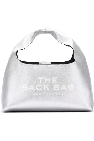 Marc Jacobs Tassen, Dames, Grijs, ONE Size, Leer, Mini Sack Tas in Metallic Leer