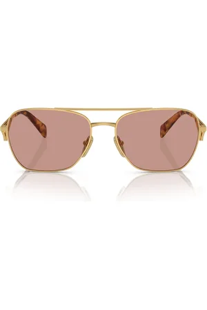 Prada Accessoires, unisex, Geel, ONE Size, Zonnebril met Irregulair Front en Geometrische Armen