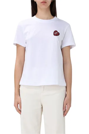 Armani Exchange Tops, Dames, Wit, S, Katoen, Witte Heart Patch Tee