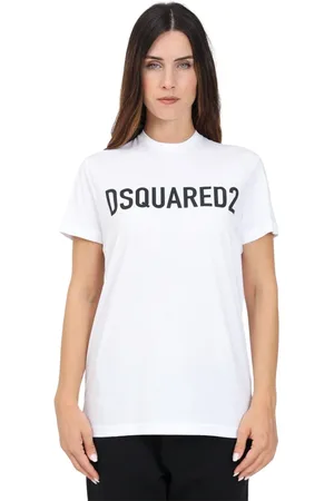 Dsquared2 Tops, Dames, Wit, L, Katoen, Wit T-shirt met Maxi Logo Print