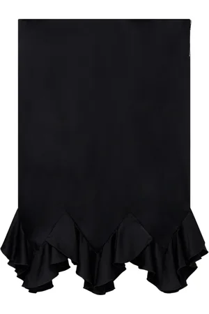 Stella McCartney Rokken, Dames, Zwart, XS, Satijn, Gerafelde satijnen midi-rok