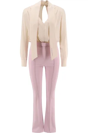 Elisabetta Franchi Jumpsuits & Playsuits, Dames, Paars, S, Paarse Zijden Geborduurde Jurk