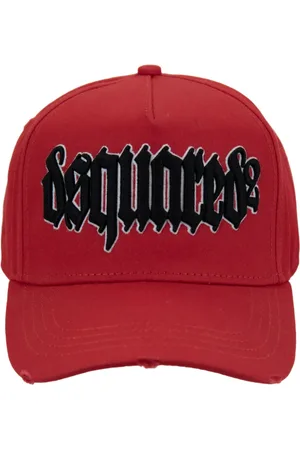 Dsquared2 Accessoires, unisex, Rood, ONE Size, Katoen, Gotische Stijl Baseballpet met Gesp