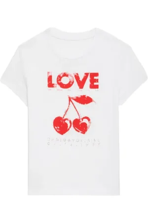 Zadig & Voltaire Tops, Dames, Wit, S, Katoen, Cherry Love Concert T-shirt