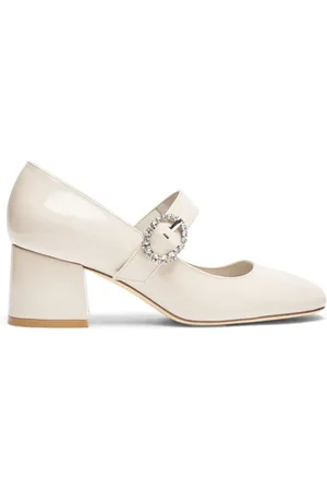 Stuart Weitzman Schoenen, Dames, Wit, 40 1/2 EU, Leer, Sloane 60 Mary Jane Hakken