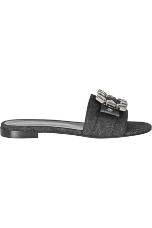 ROBERTO FESTA Schoenen, Dames, Zwart, 37 1/2 EU, Denim, Denim Jewel Buckle Sandalen