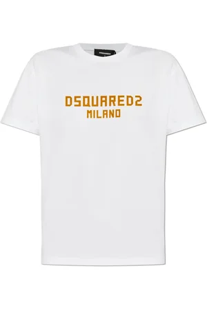 Dsquared2 Tops, Dames, Wit, M, Katoen, T-shirt met Velvet Finish Logo