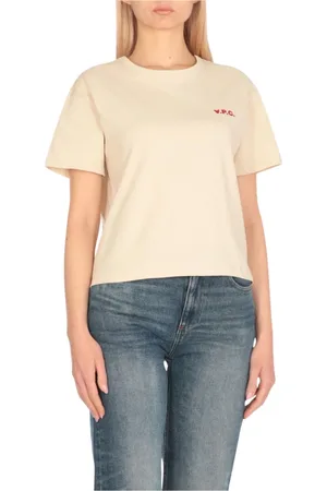 A.P.C. Tops, Dames, , L, Katoen, Blauwe Crew Neck T-Shirt