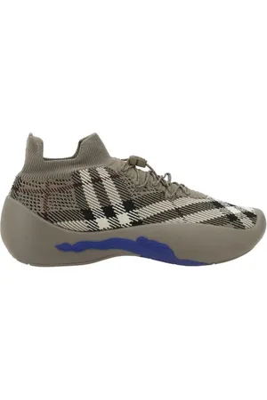 Burberry Schoenen, Heren, Veelkleurig, 40 EU, Geperforeerde Check Sneakers met Geribbelde Boord