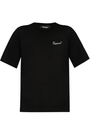 Dsquared2 Tops, Dames, Zwart, M, Katoen, T-shirt met glinsterende kristallen
