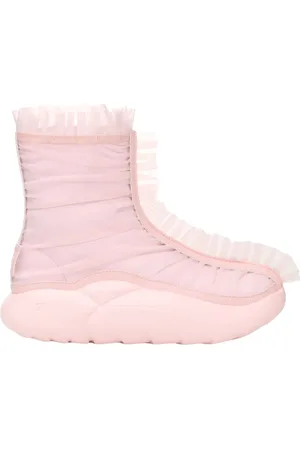 UGG Schoenen, Dames, Roze, 40 EU, Mesh Overlay Ruffle Short Boots Franjes
