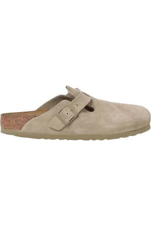 Birkenstock Schoenen, Heren, Groen, 38 EU, Suède, Kaki Suede Klomp met Gesp Sluiting