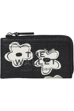 Marc Jacobs Accessoires, Dames, Zwart, ONE Size, Zwarte Leren Compacte Portemonnee