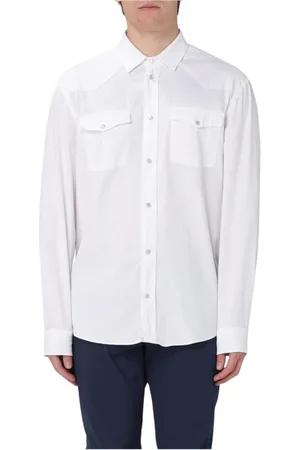 Dondup Overhemden, Heren, Wit, XL, Westerse Stijl Wit Overhemd
