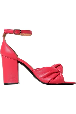 Via Roma Schoenen, Dames, Roze, 38 EU, Leren blokhakken met knopen