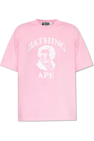 A Bathing Ape Tops, Heren, Roze, L, Katoen, Gestreept T-shirt
