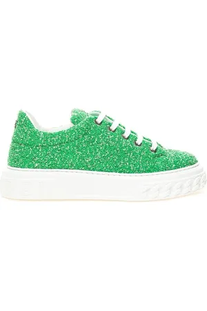 Casadei Schoenen, Dames, Groen, 40 EU, Leer, Emerald Elegance leren sneakers