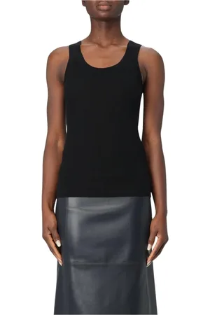 Max Mara Tops, Dames, Zwart, S, Wol, Geribbeld Wollen Hemdje