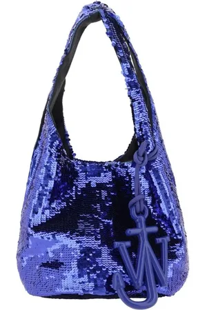 J.W.Anderson Tassen, Dames, Blauw, ONE Size, Polyester, Paillet Mini Tas met Dubbele Schouderband