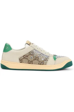 Gucci Schoenen, Dames, Veelkleurig, 41 EU, Leer, Witte Kristal Sneakers
