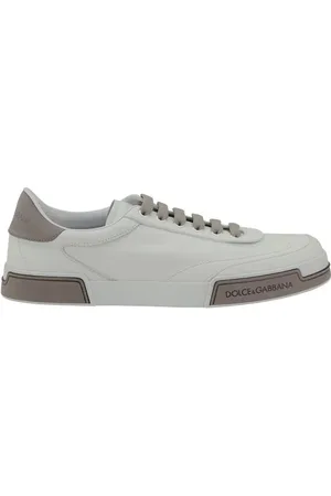 Dolce & Gabbana Schoenen, Heren, Wit, 41 EU, Suède, Leren Sneakers met Amandel Teen
